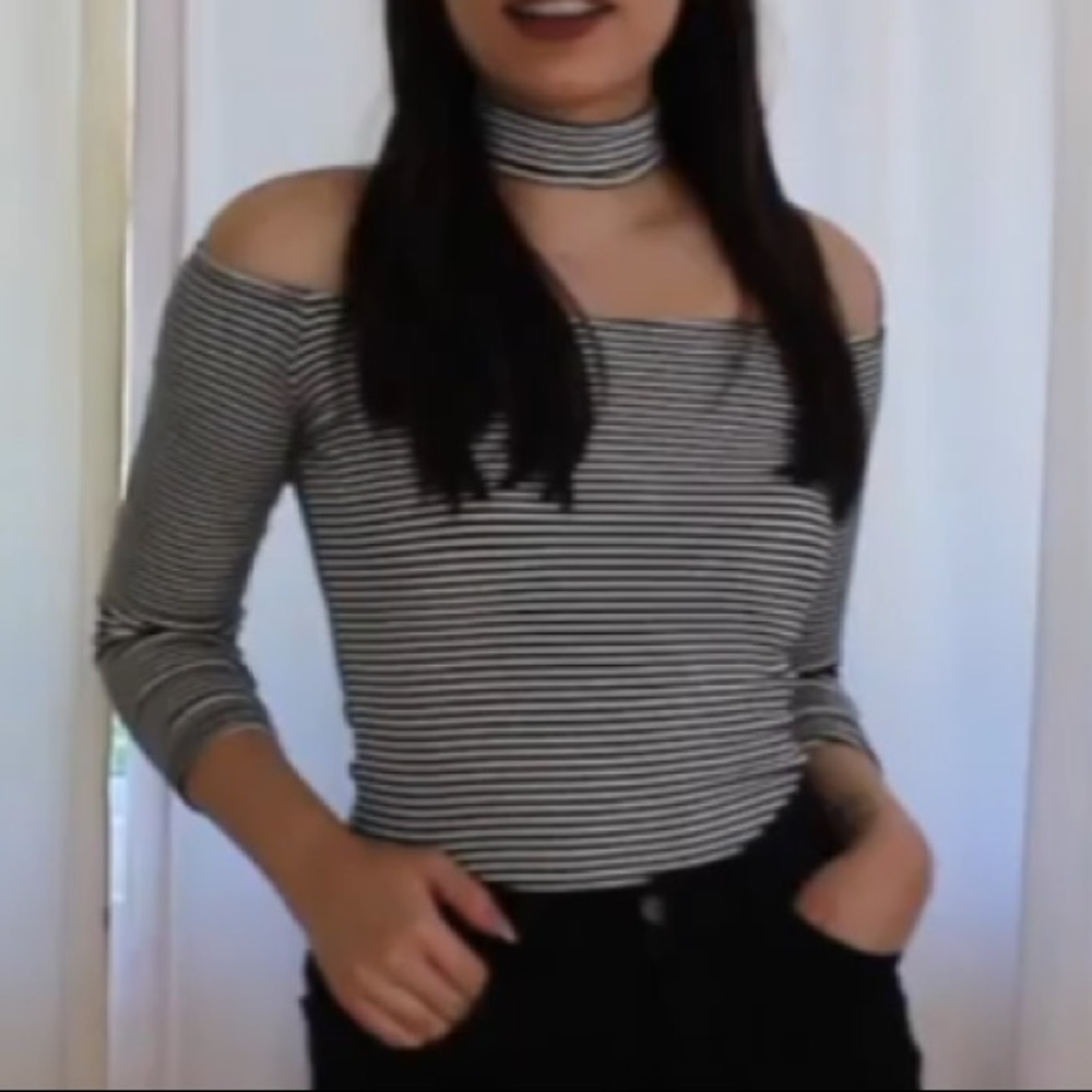 Stripey off the shoulder top
